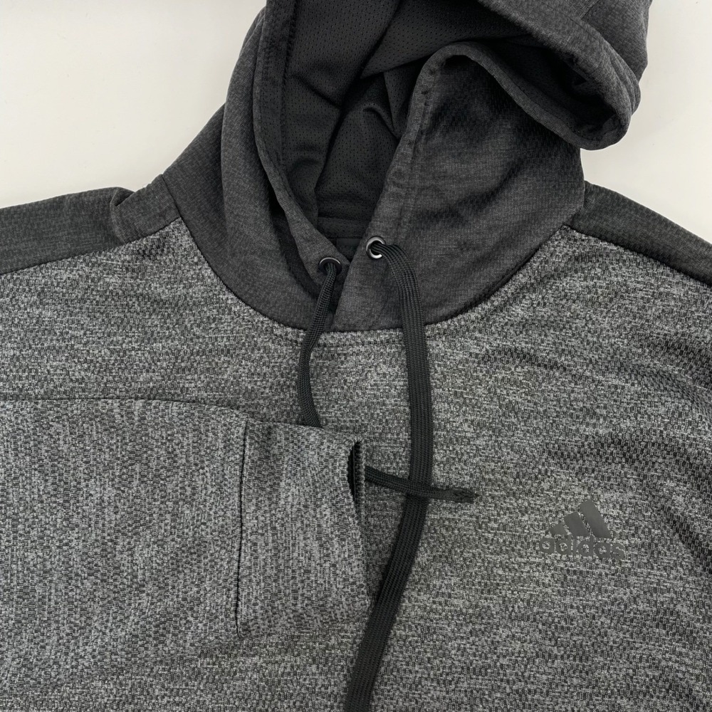 Adidas Men's Hoodie Gray Space Dye Pullover Athletic Sweatshirt Large L